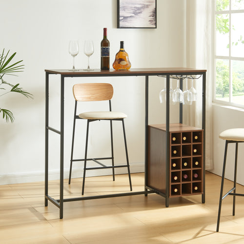 Bárasztal Trøndelag 120x40x105 cm bortartóval 15 palack számára [en.casa] - premiumXL