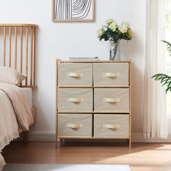 Textil fiókos komód Maldon natúr/bézs [en.casa]