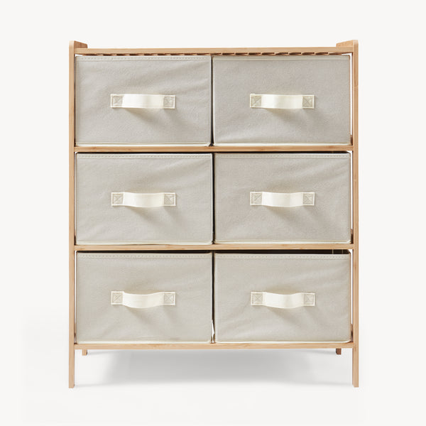 Textil fiókos komód Maldon natúr/bézs [en.casa]