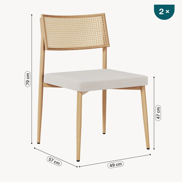 Étkezőszék szett Jördfjok rattan hatású/bézs [en.casa]