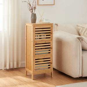 Éjjeliszekrény 3 ajtóval Ypäjä 82x33x27 cm bambusz [en.casa] - premiumXL