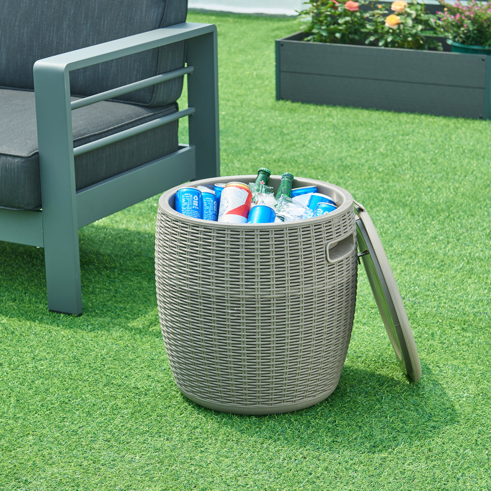 Kerti hűtőláda és ülőke Avetrana 44x Ø40 cm világosbarna [casa.pro]
