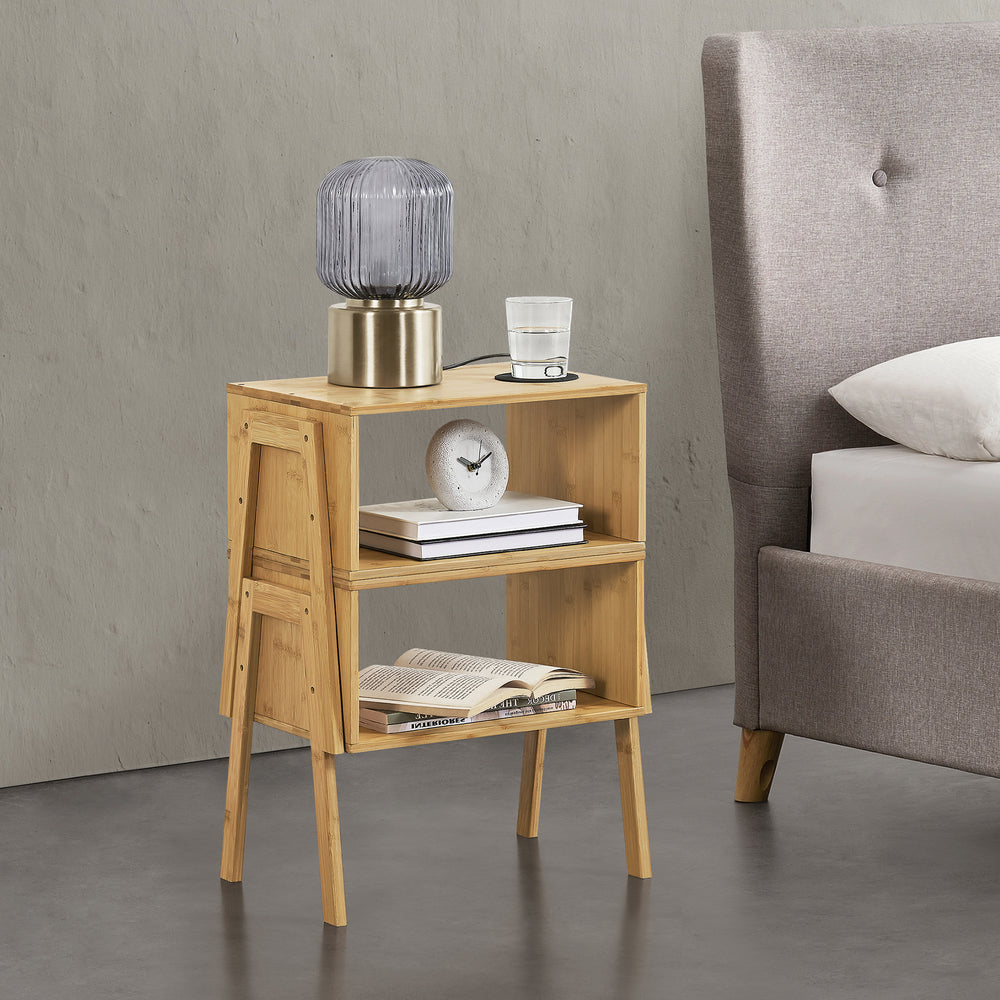 Vinderup éjjeliszekrény szett bambusz, natúr [en.casa] - premiumXL