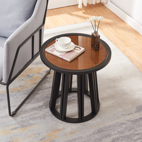 Burgess dohányzóasztal 51xØ51 cm fekete/diófa hatás [en.casa] - premiumXL