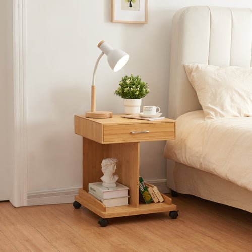 Guruló asztal Jokkmokk 56,5x43x43 cm bambusz [en.casa] - premiumXL