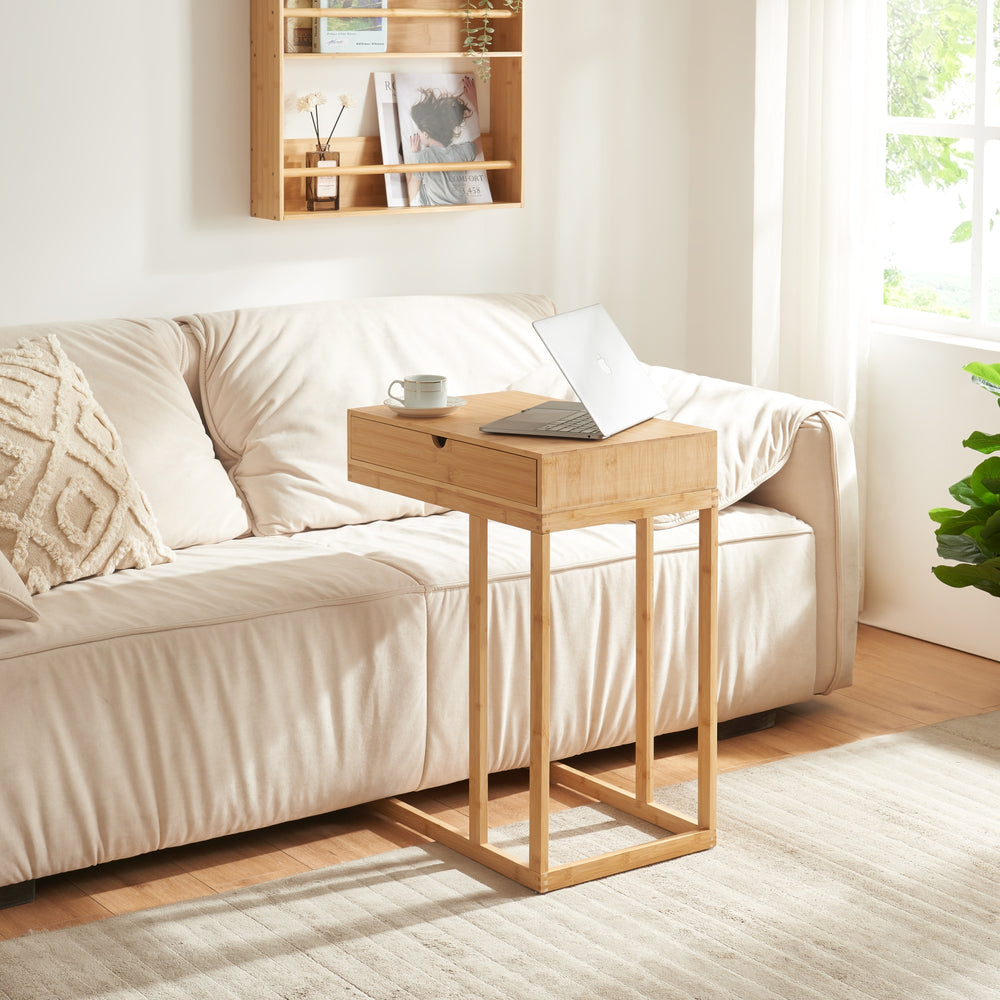 Laptoptartó asztal Kåfjord fiókkal bambusz [en.casa] - premiumXL