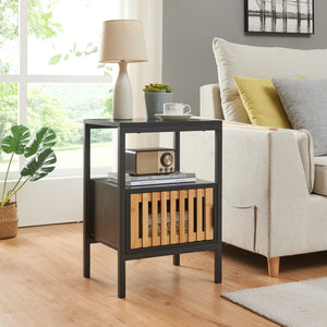 Éjjeliszekrény Luniehti 58x40x33 cm Fekete/Natúr [en.casa] - premiumXL