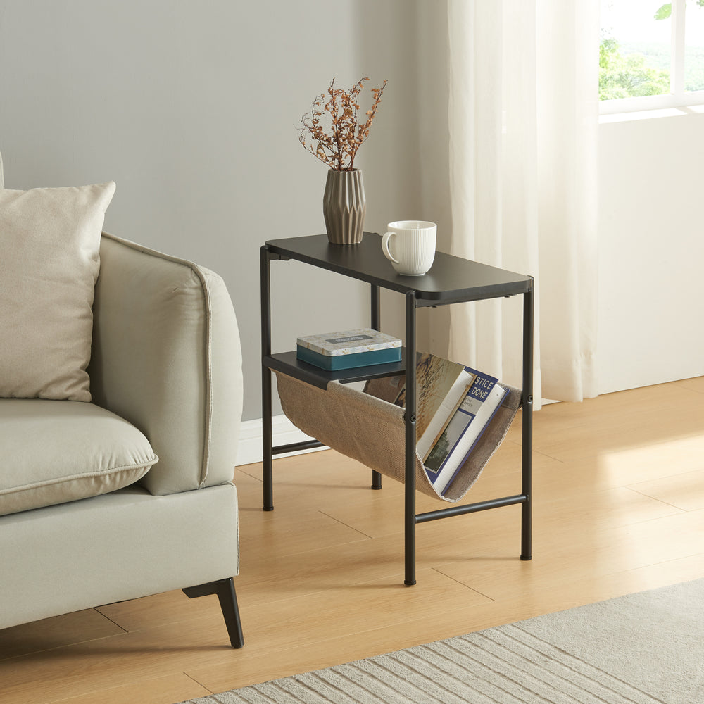 Oldal asztal Samnanger 60x28x53cm fekete [en.casa] - premiumXL