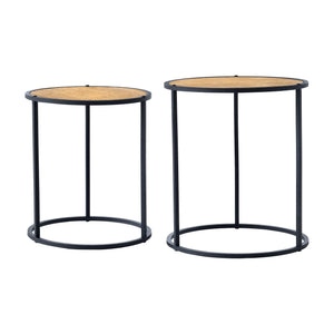Moriusaq dohányzóasztal 2 db-os szettben, kerek, fa hatású [en.casa] - premiumXL
