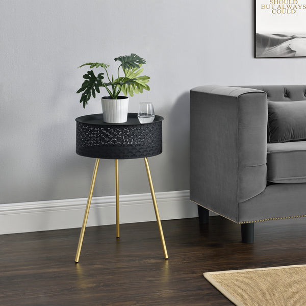 Dohányzóasztal Forshaga fekete/arany több méretben [en.casa]