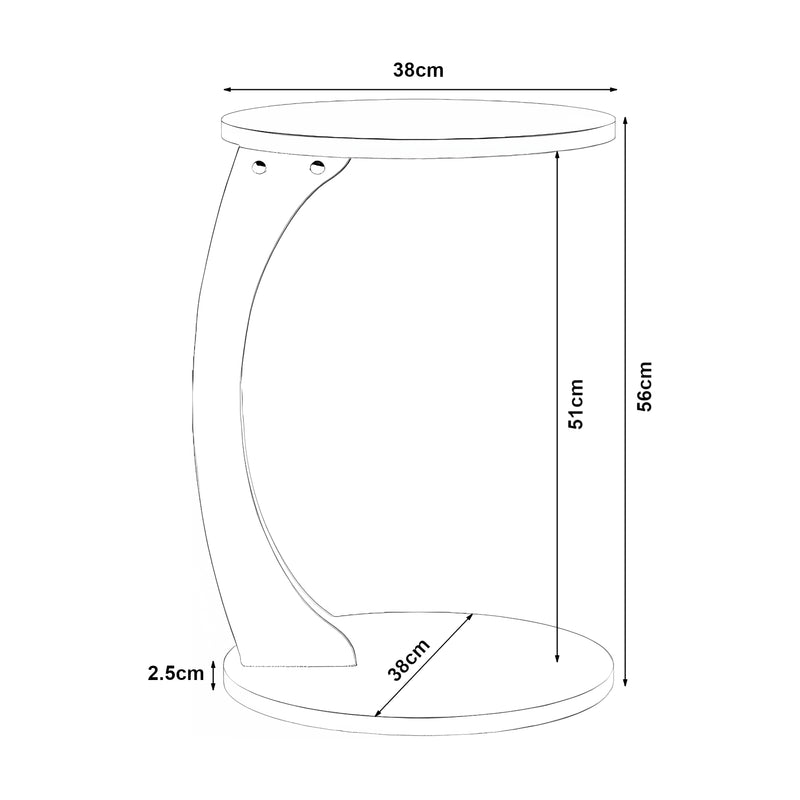 Méretrajz Kisasztal Holeby 56 x Ø 38 cm [en.casa]