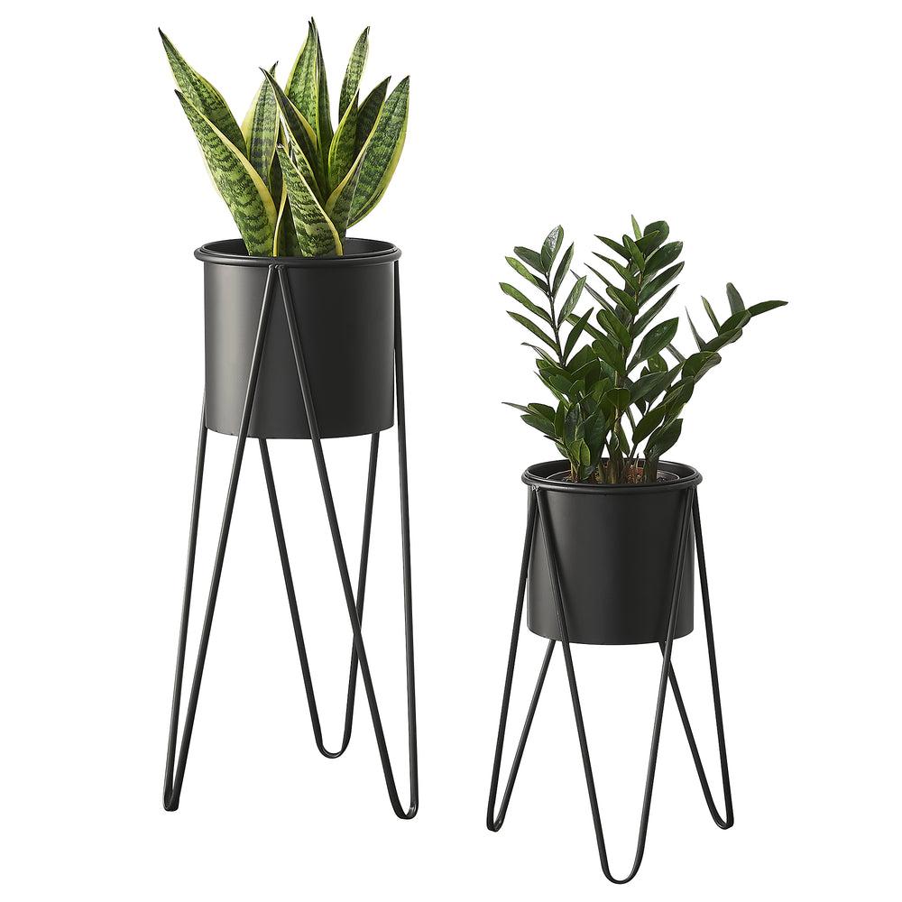 Hedera növénytartó 2 darabos szett fém fekete [en.casa] - premiumXL