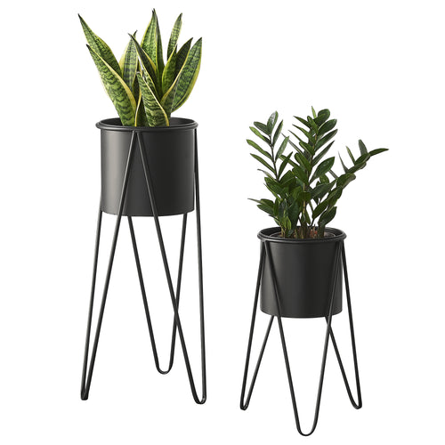 Hedera növénytartó 2 darabos szett fém fekete [en.casa] - premiumXL