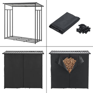 Tűzifa állvány Yakutat fekete több méretben [casa.pro]