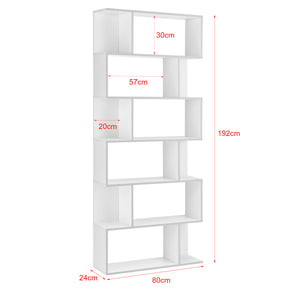  Könyvespolc 6 polccal Oxford 192 x 80 x 24 cm térelválasztó forgácslap több színben [en.casa]®