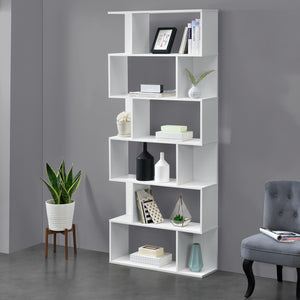  Könyvespolc 6 polccal Oxford 192 x 80 x 24 cm térelválasztó forgácslap több színben [en.casa]®