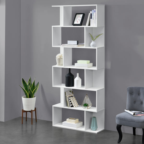  Könyvespolc 6 polccal Oxford 192 x 80 x 24 cm térelválasztó forgácslap több színben [en.casa]®