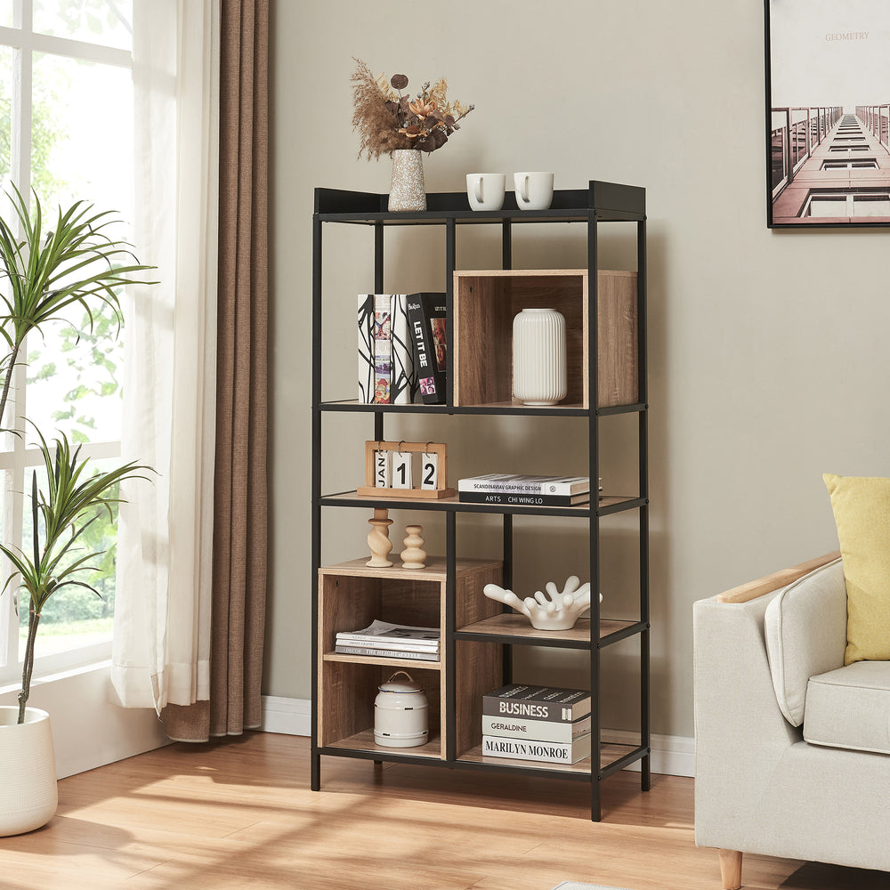 Állópolc Belana 137x70x33 cm Fekete/Tölgyhatás [en.casa] - premiumXL