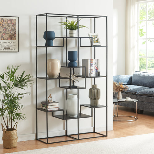 Állópolc Råde fém 180x100x35 cm fekete [en.casa] - premiumXL
