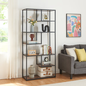 Könyvespolc Østre 180x83x34 cm fekete/diófa hatású [en.casa] - premiumXL