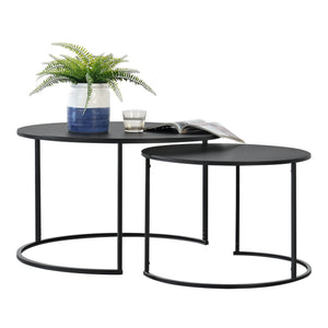 Korenica dohányzóasztal szett 2 db - szett max. 20 - 20 kg kerek fekete [en.casa] - premiumXL