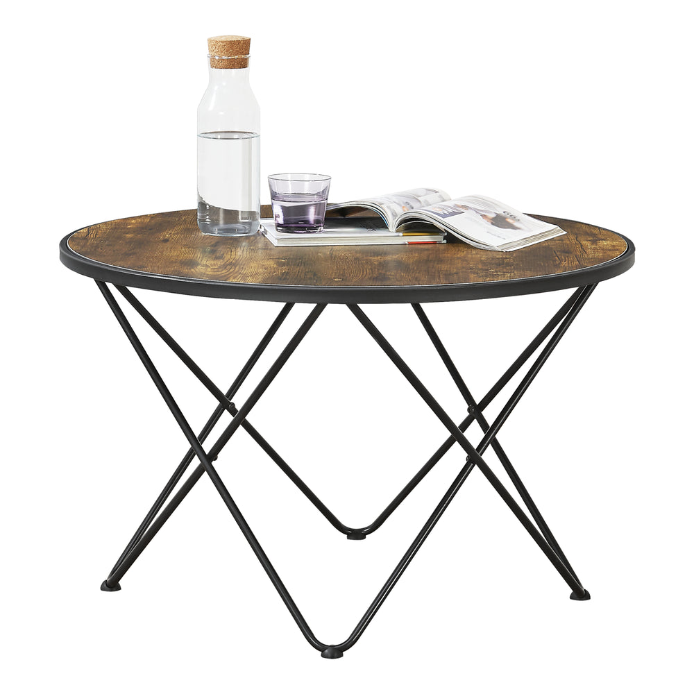 Dohányzóasztal Goskamark 80x50 cm acélvázzal sötét fa árnyalatban [en.casa] - premiumXL
