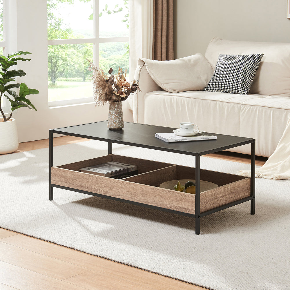 Dohányzóasztal Belana 100x48x39 cm fekete/tölgyhatás [en.casa] - premiumXL