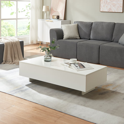  Dohányzóasztal Braunschweig 115 x 55 x 31 cm forgácslap fehér/fekete [en.casa]®