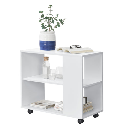 Dohányzóasztal Älvdalen 60x70x35 cm extra polccal és rögzíthető kerekekkel Fehér en.casa - premiumXL