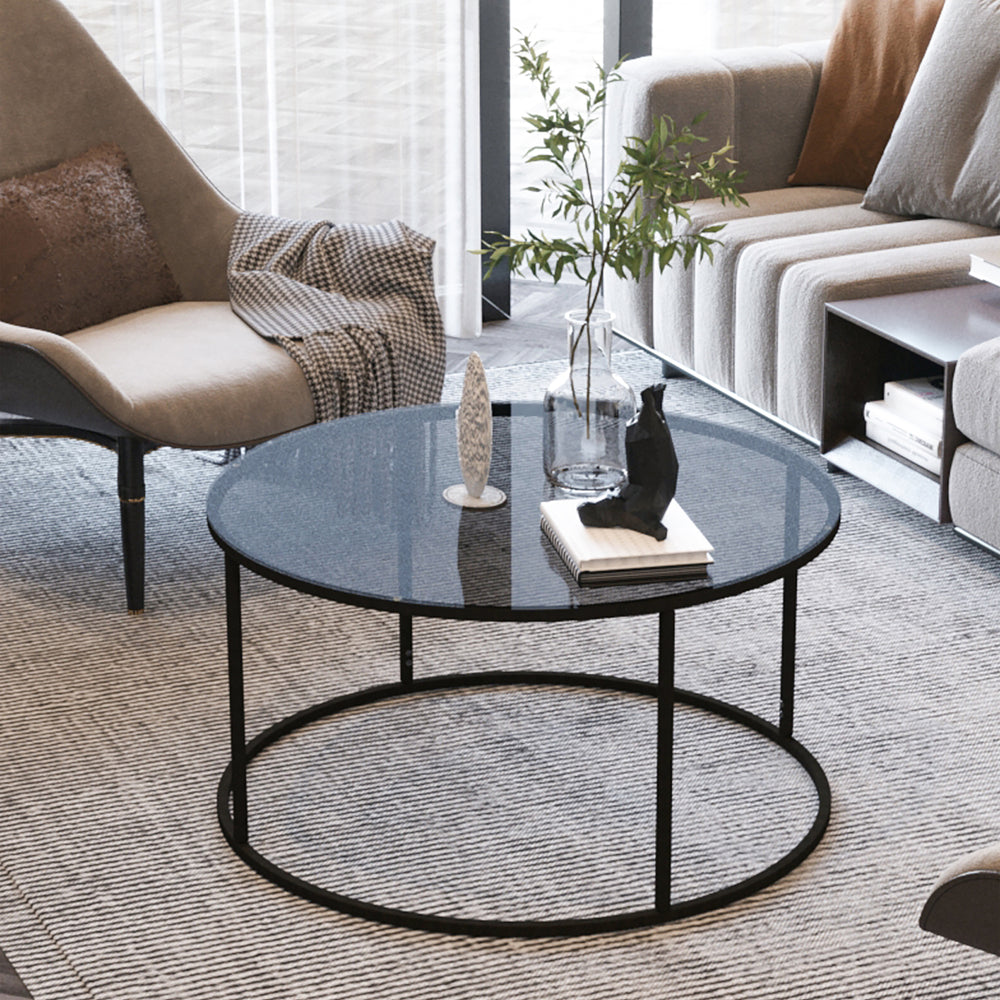 Dohányzóasztal Kolari 45 x Ø80 cm fekete/átlátszó különböző színekben [en.casa] - premiumXL