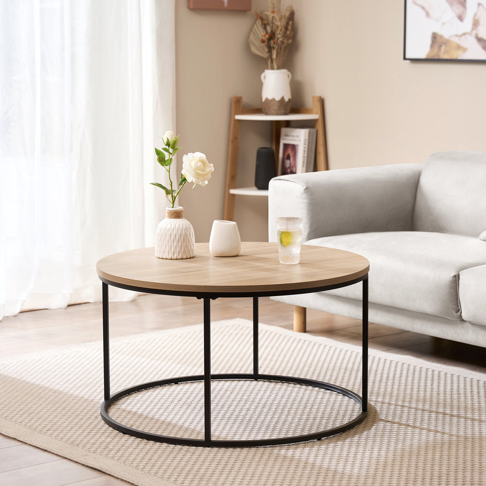 Dohányzóasztal Kuhmoinen 45xØ80 cm fekete [en.casa] - premiumXL