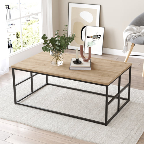 Dohányzóasztal Velendi 100x60x40 cm tölgyfa hatás/fekete [en.casa] - premiumXL