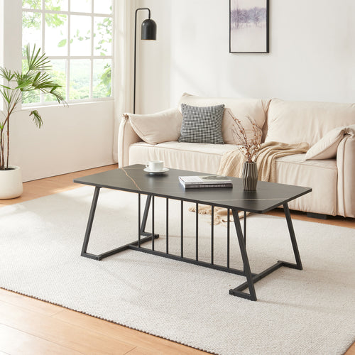 Nospoo dohányzóasztal 120x60x46 cm márványhatás, fekete [en.casa] - premiumXL
