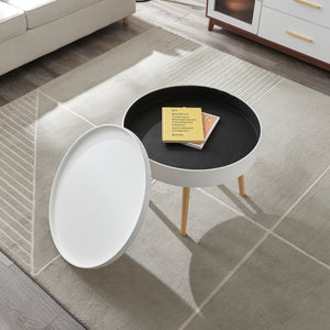 Dohányzóasztal Bongard tárolóval fehér Ø60x45 cm [en.casa]