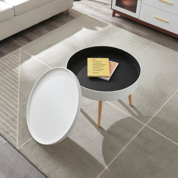 Dohányzóasztal Bongard tárolóval fehér Ø60x45 cm [en.casa]