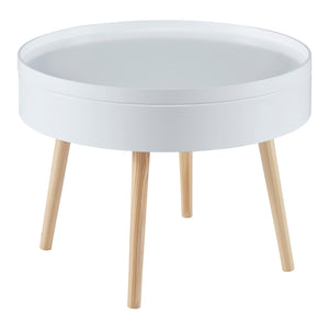 Dohányzóasztal Bongard tárolóval fehér Ø60x45 cm [en.casa]