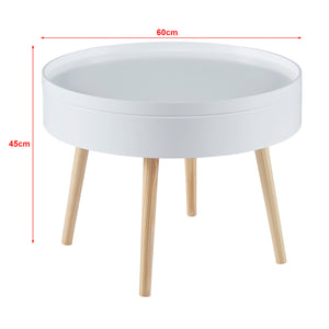 Dohányzóasztal Bongard tárolóval fehér Ø60x45 cm [en.casa]