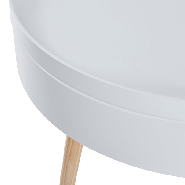 Dohányzóasztal Bongard tárolóval fehér Ø60x45 cm [en.casa]