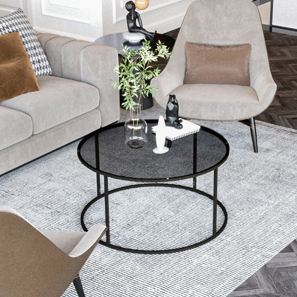 Dohányzóasztal Kolari 45 x Ø80 cm fekete/átlátszó különböző színekben [en.casa] - premiumXL