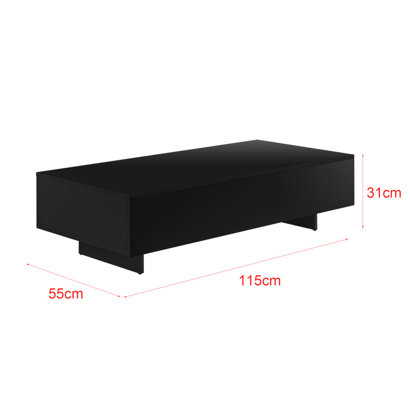 Méretrajz  Dohányzóasztal Braunschweig 115 x 55 x 31 cm forgácslap fehér/fekete [en.casa]®
