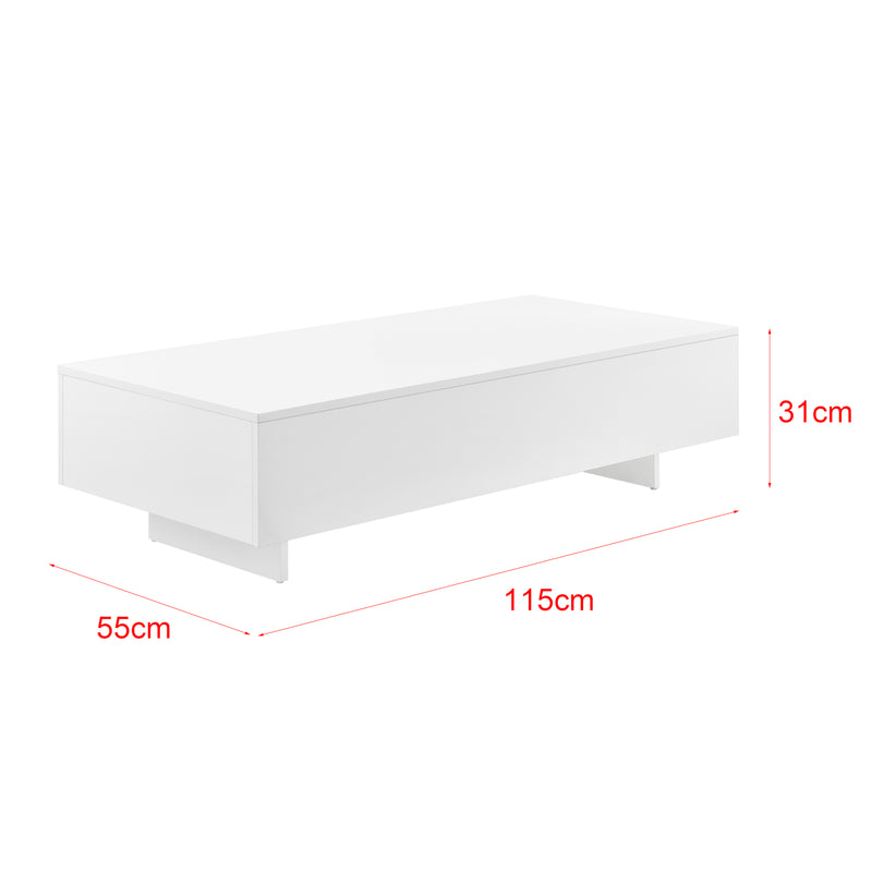 Méretrajz  Dohányzóasztal Braunschweig 115 x 55 x 31 cm forgácslap fehér/fekete [en.casa]®