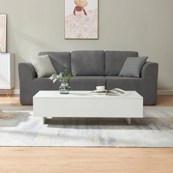  Dohányzóasztal Braunschweig 115 x 55 x 31 cm forgácslap fehér/fekete [en.casa]®