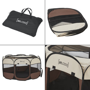 Kutyakennel Telford helytakarékos barna / krémszínű több méretben [en.casa]