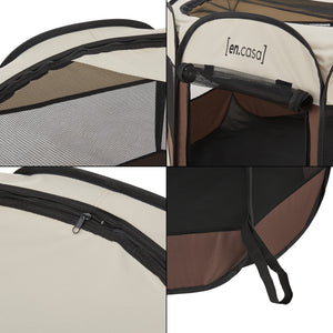 Kutyakennel Telford helytakarékos barna / krémszínű több méretben [en.casa]