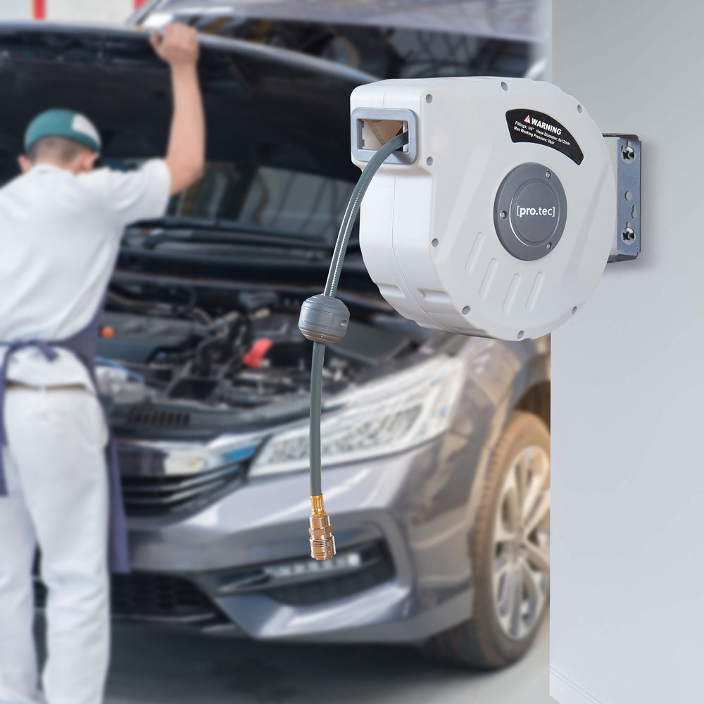 Sűrített levegős tömlőtartó dob Nassau fehér/szürke [pro.tec]