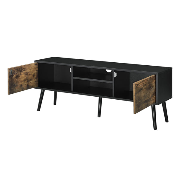 TV-állvány Eskilstuna 120x29,5x46,5 cm forgácslap tömör fa lábakkal [en.casa]