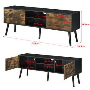TV-állvány Eskilstuna 120x29,5x46,5 cm forgácslap tömör fa lábakkal [en.casa]