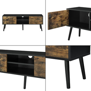 TV-állvány Eskilstuna 120x29,5x46,5 cm forgácslap tömör fa lábakkal [en.casa]