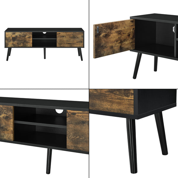 TV-állvány Eskilstuna 120x29,5x46,5 cm forgácslap tömör fa lábakkal [en.casa]
