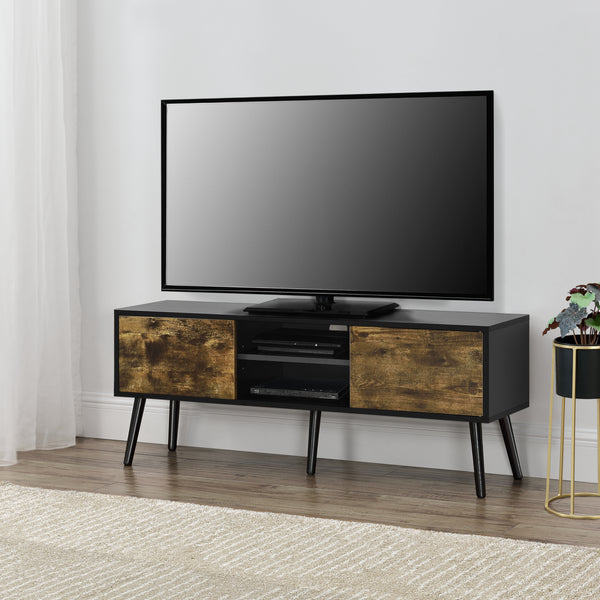 TV-állvány Eskilstuna 120x29,5x46,5 cm forgácslap tömör fa lábakkal [en.casa]